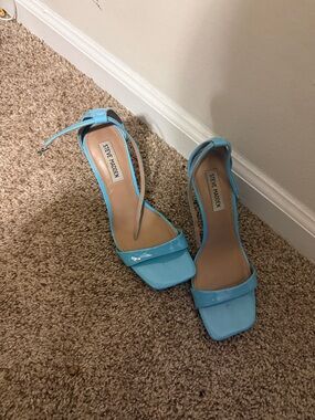 Steve Madden Light Blue Patent Ankle-Strap Heels